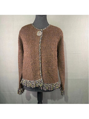 VTG Design Options by Philip & Jane Gordon Sweater Women S Cardigan Knit Brown